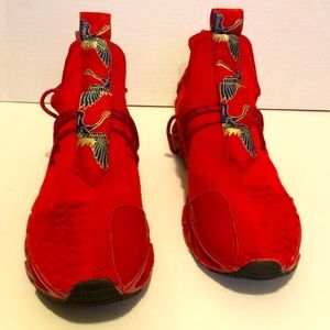 Red Chinese inscription sneakers